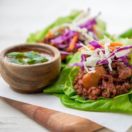 Plated lettuce wraps